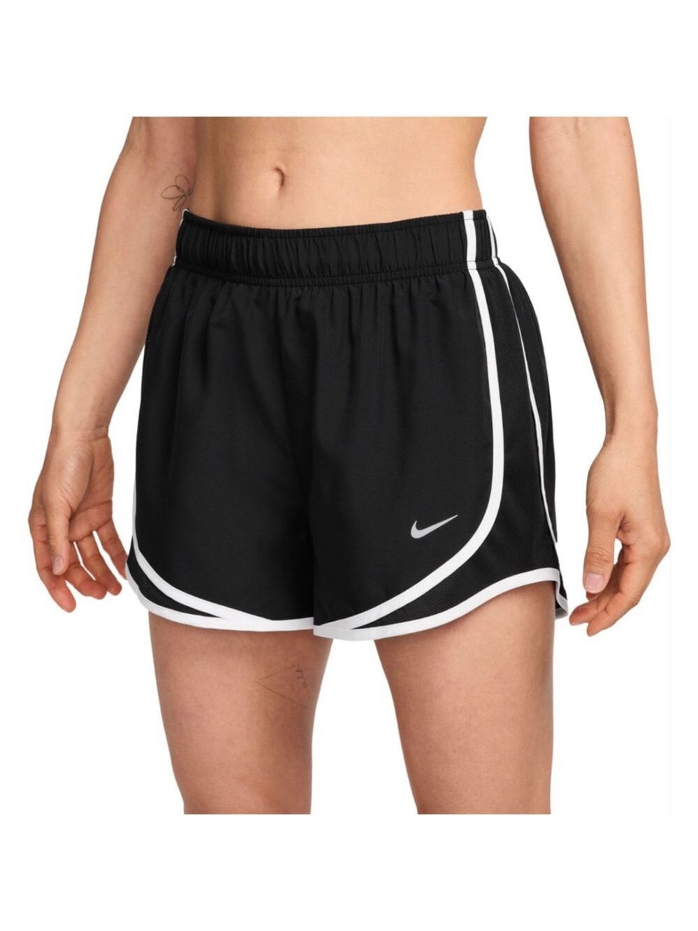 Nike Black and White Dri-FIT Tempo Running Shorts - Size Small